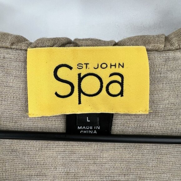 St. John Spa Beige Zip Up Cowl Neck Lightweight Jacket L Lounge Leisure Beach - Picture 4 of 10